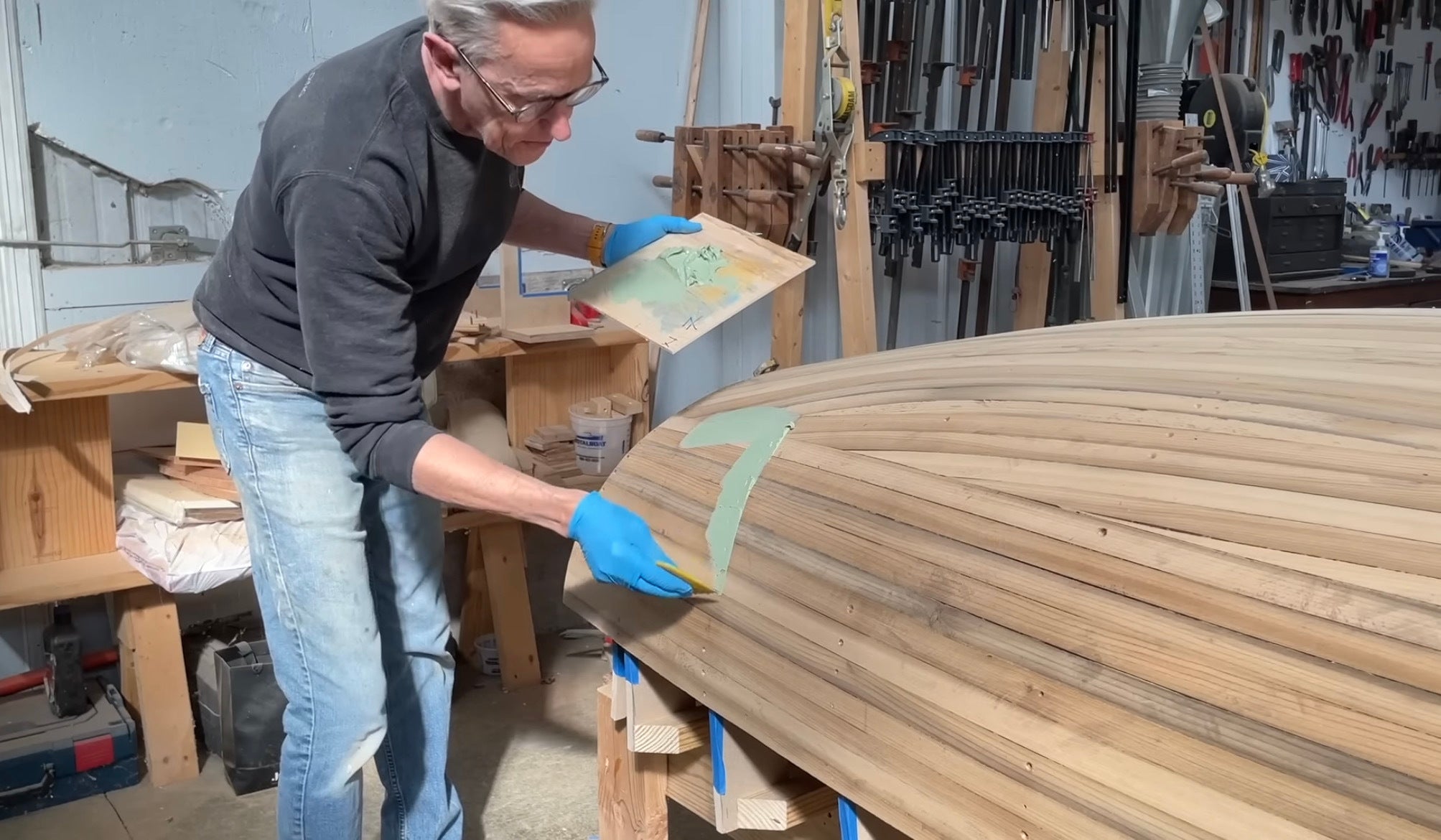 The Art of Boat Building Fairing Arabella's Tender TotalBoat