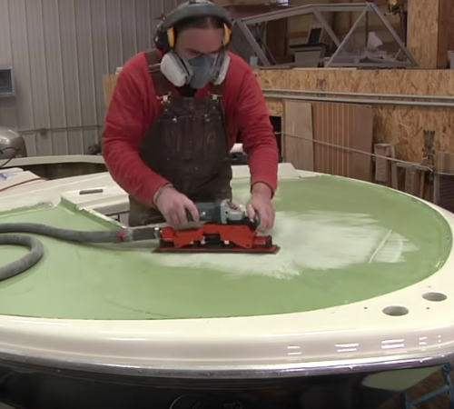 Final Fairing and Sanding of the Bertram Foredeck Using TotalFair