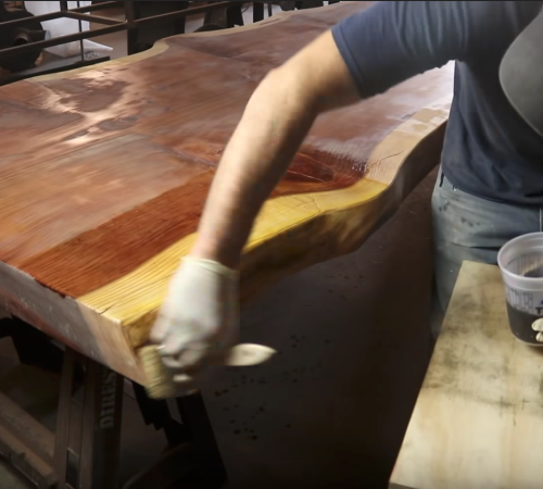 Varnishing Slab Table Using Gleam Varnish & Penetrating Epoxy