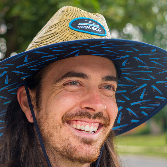 TotalBoat Straw Sun Hat under brim close-up