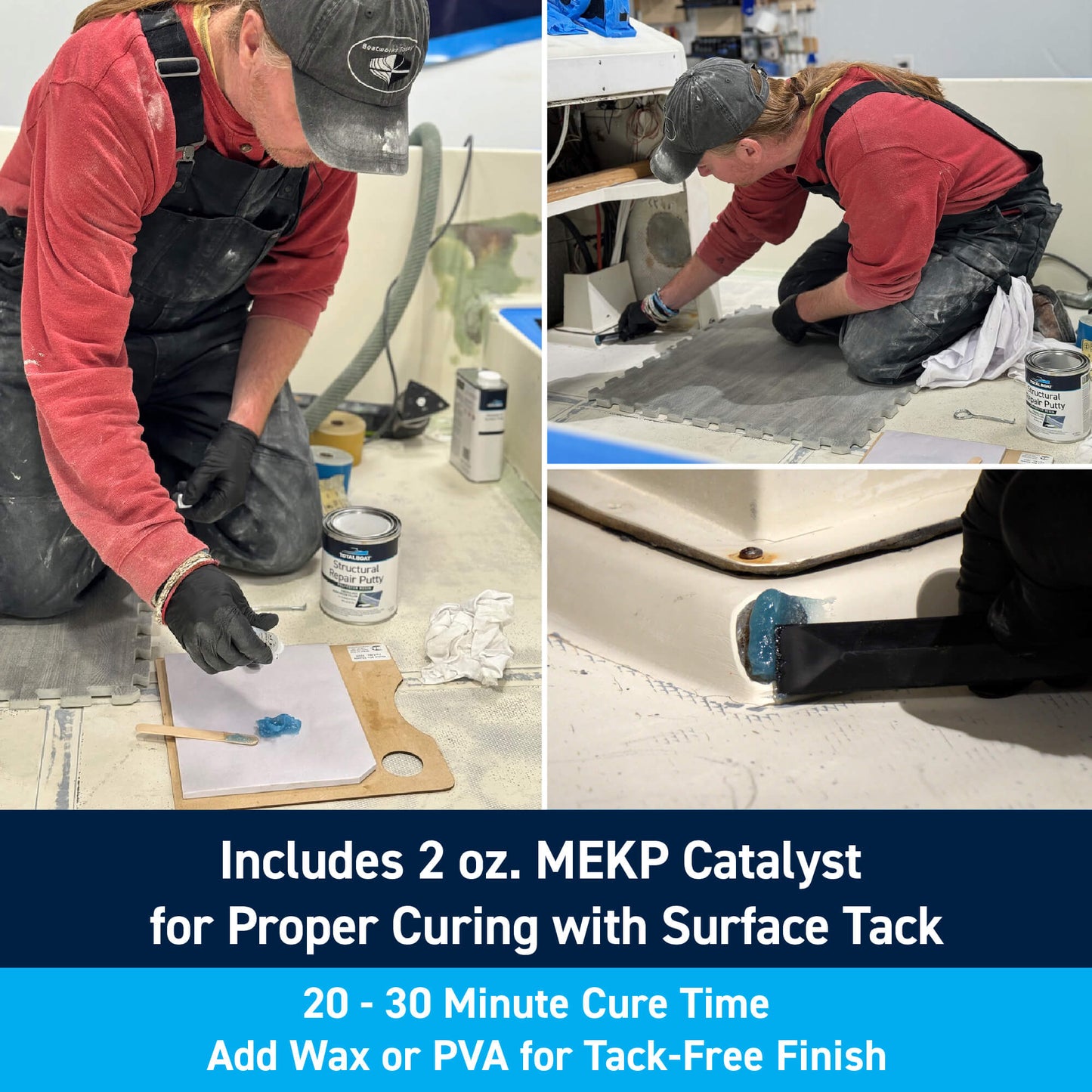 TotalBoat Polyester Structural Repair Putty: Includes 2oz. MEKP Catalyst for Proper Curing with Surface Tack