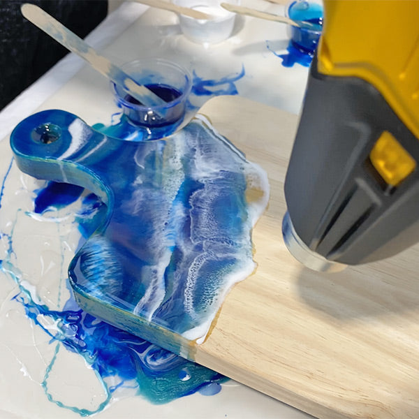 MakerPoxy Ocean Serving Board Class Kit - use heat gun to finish wave