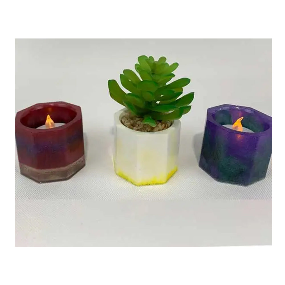 TotalBoat Epoxy Tea Light Holder & Mini Planter Kit finished planter and candle holders