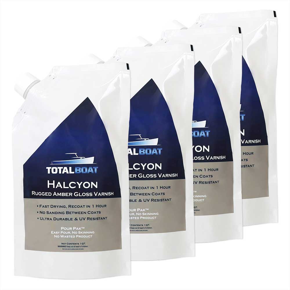 TotalBoat Halcyon Water-Based Marine Varnish Amber Gloss 4 Quart