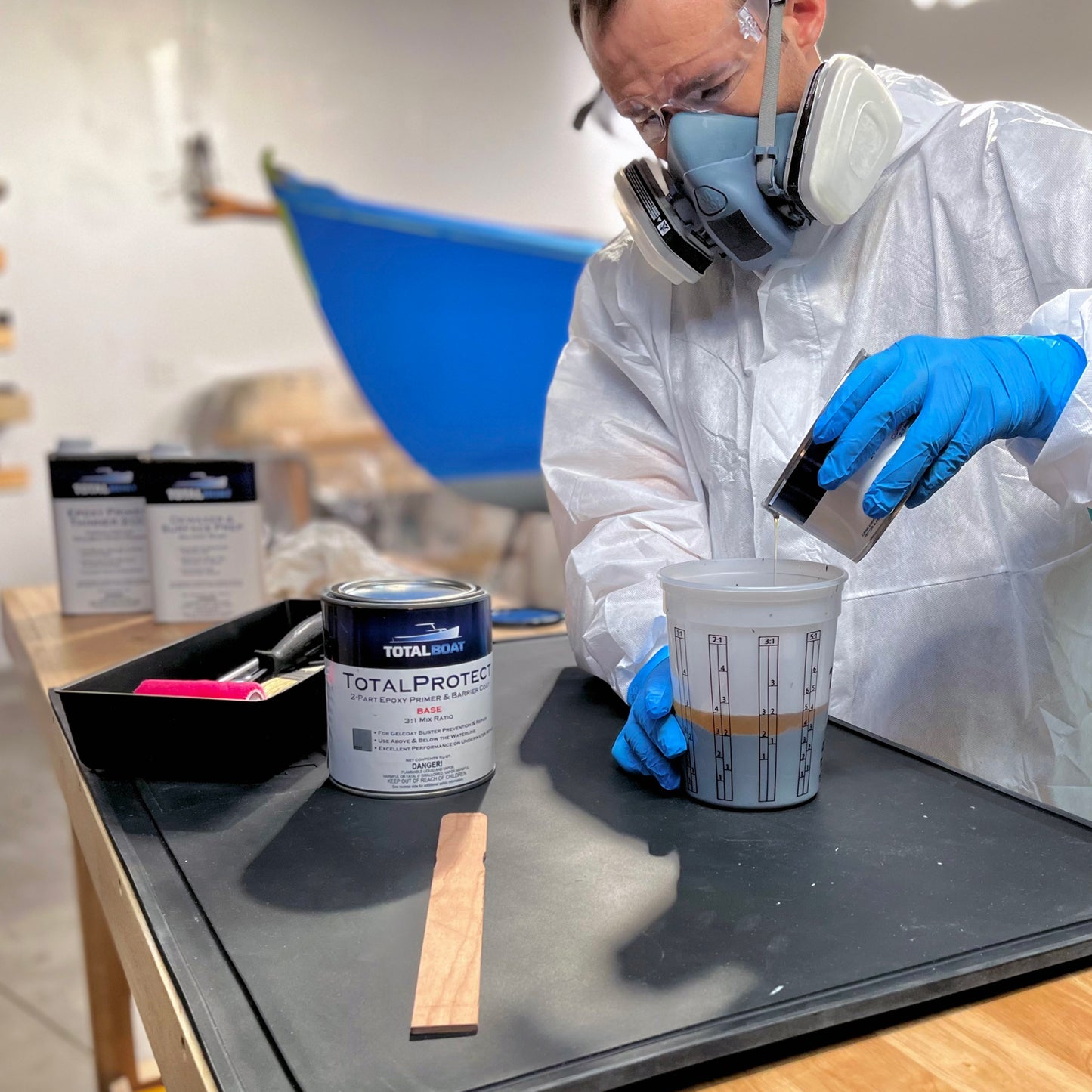 TotalBoat TotalProtect Epoxy Barrier Coat Primer being mixed
