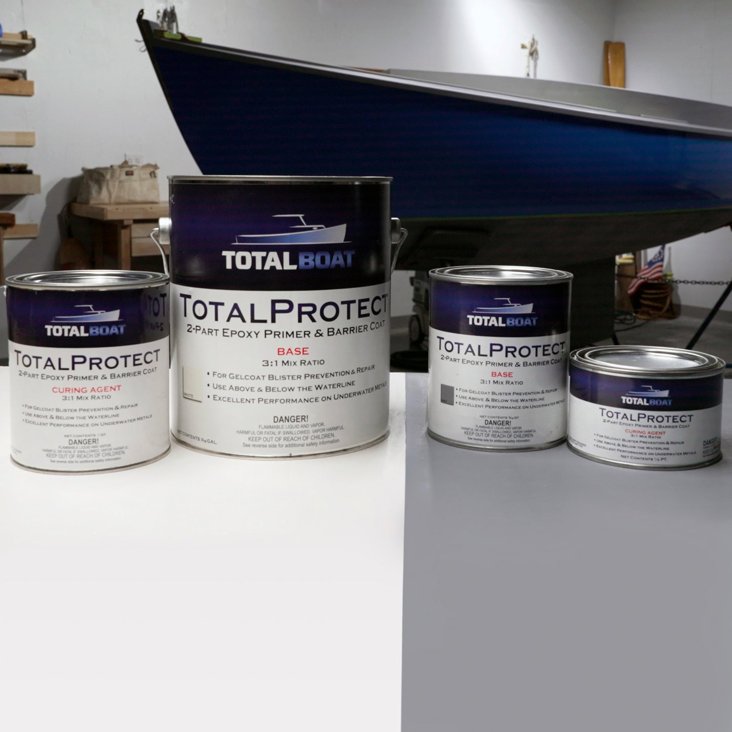 TotalBoat TotalProtect Epoxy Barrier Coat Primer Available in White and Gray Quart and Gallon Kits