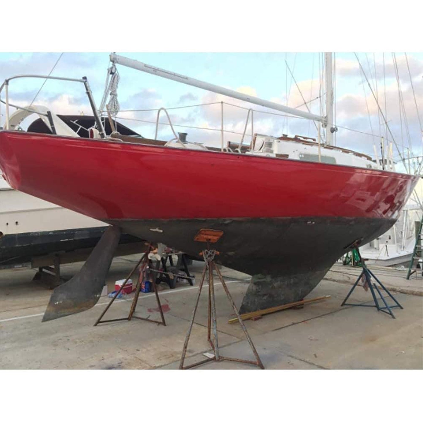 TotalBoat Wet Edge Topside Paint fire red on a finished boat