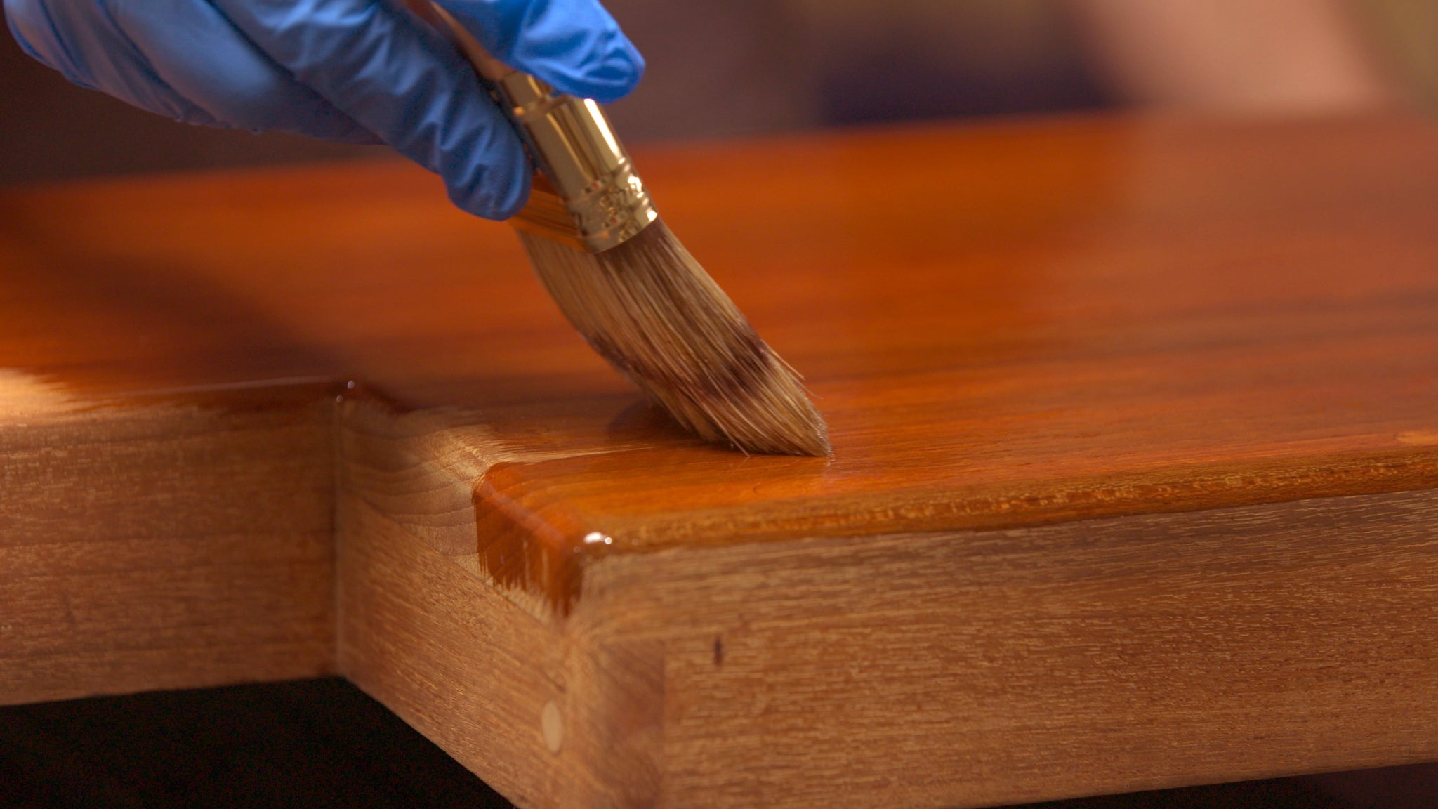 brush on wood with varnish