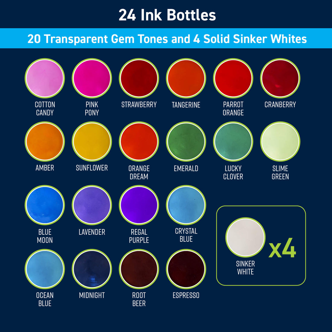 TotalBoat Alcohol Ink Pigment Set | 24 Bottles for Epoxy and UV Resin