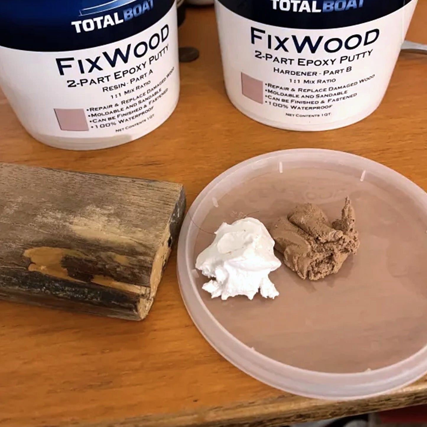 TotalBoat FixWood Wood Repair Epoxy Putty, ready to mix