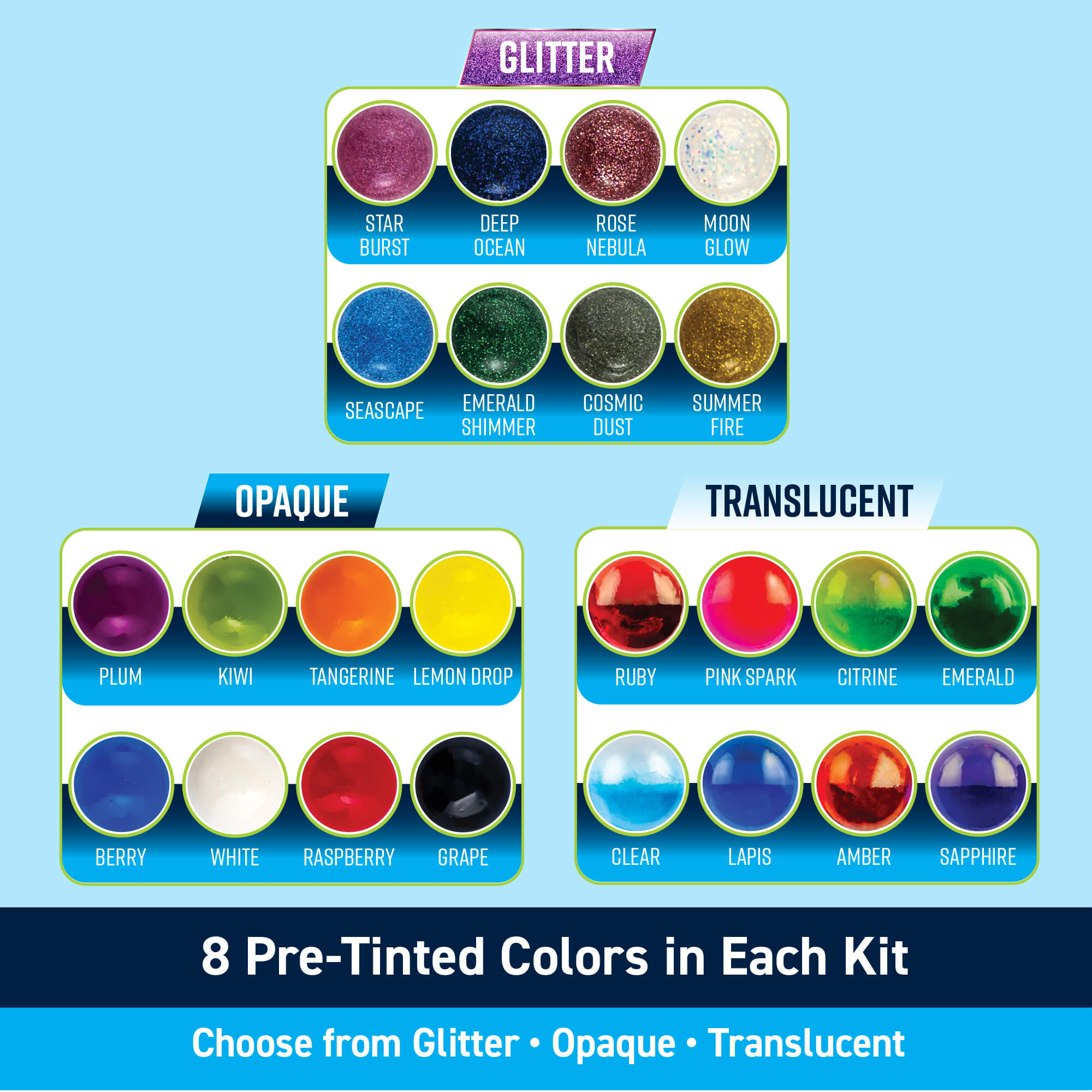 Colore Kit TotalBoat UV Resin Color Kits | 8 Pre-Tinted UV Resin Bottles
