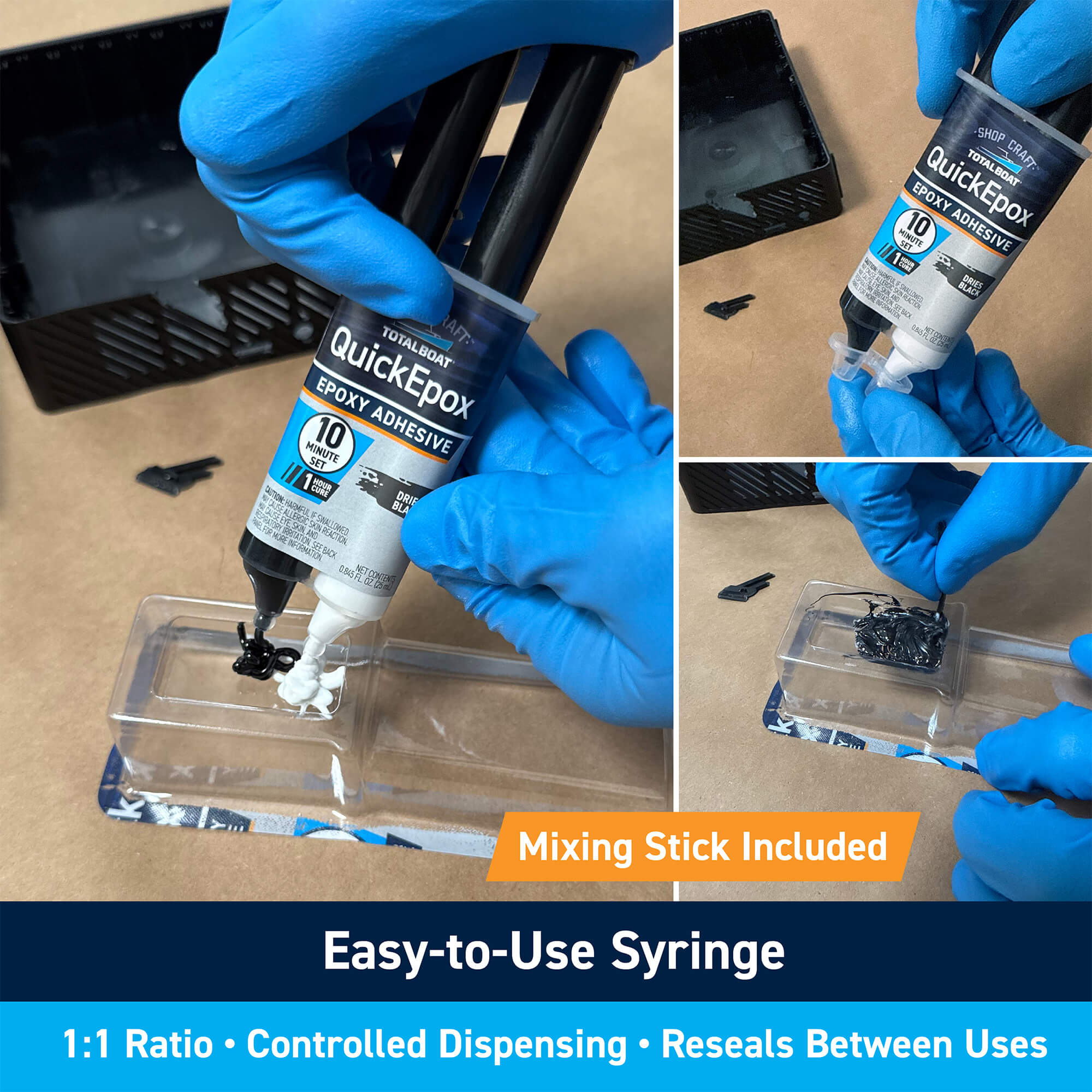 QuickEpox Black 10-Minute Epoxy Glue: Easy-to-Use Syringe
