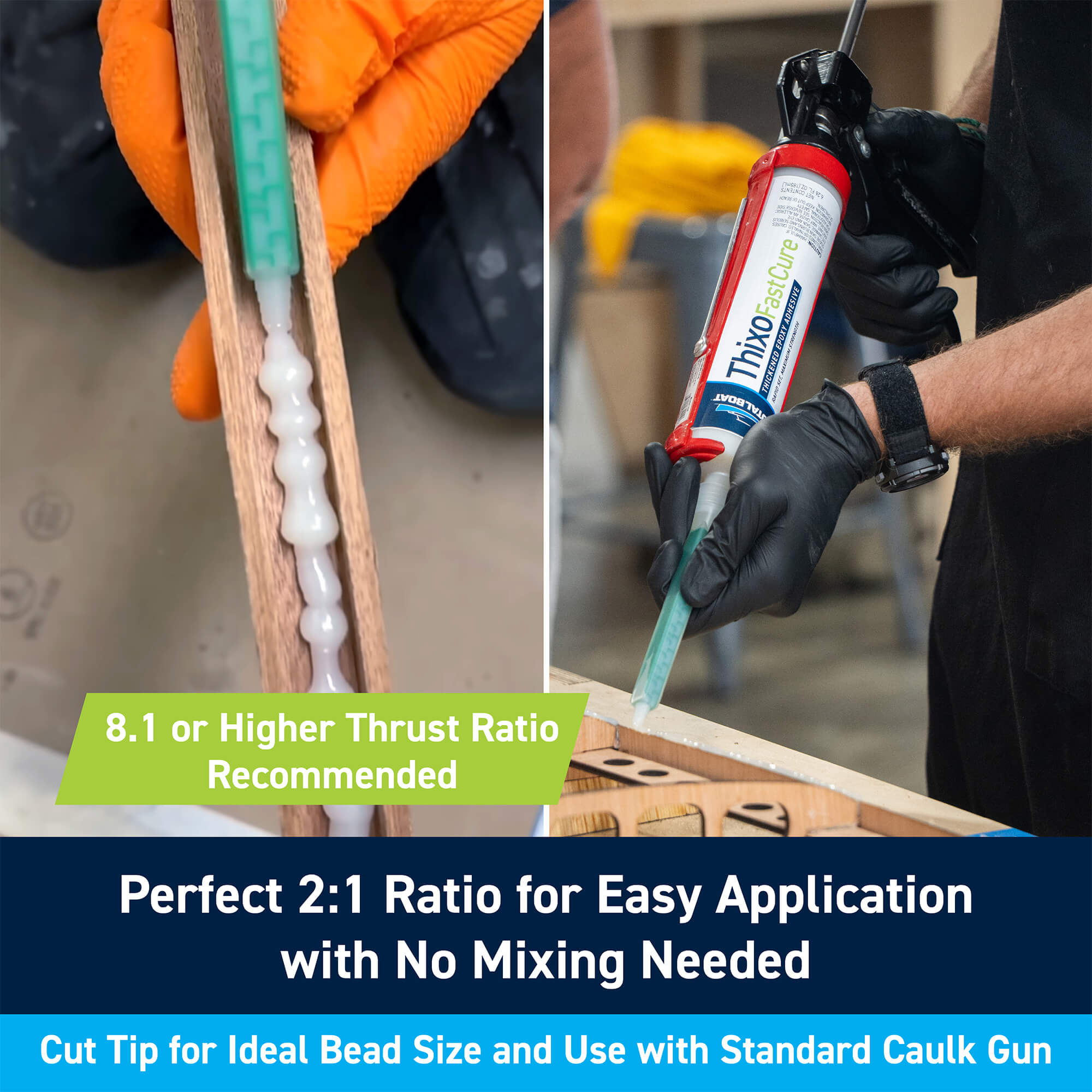 TotalBoat Thixo Fast Cure 2:1 Epoxy Adhesive: Perfect 2:1 Ratio for Easy Application with No Mixing Needed