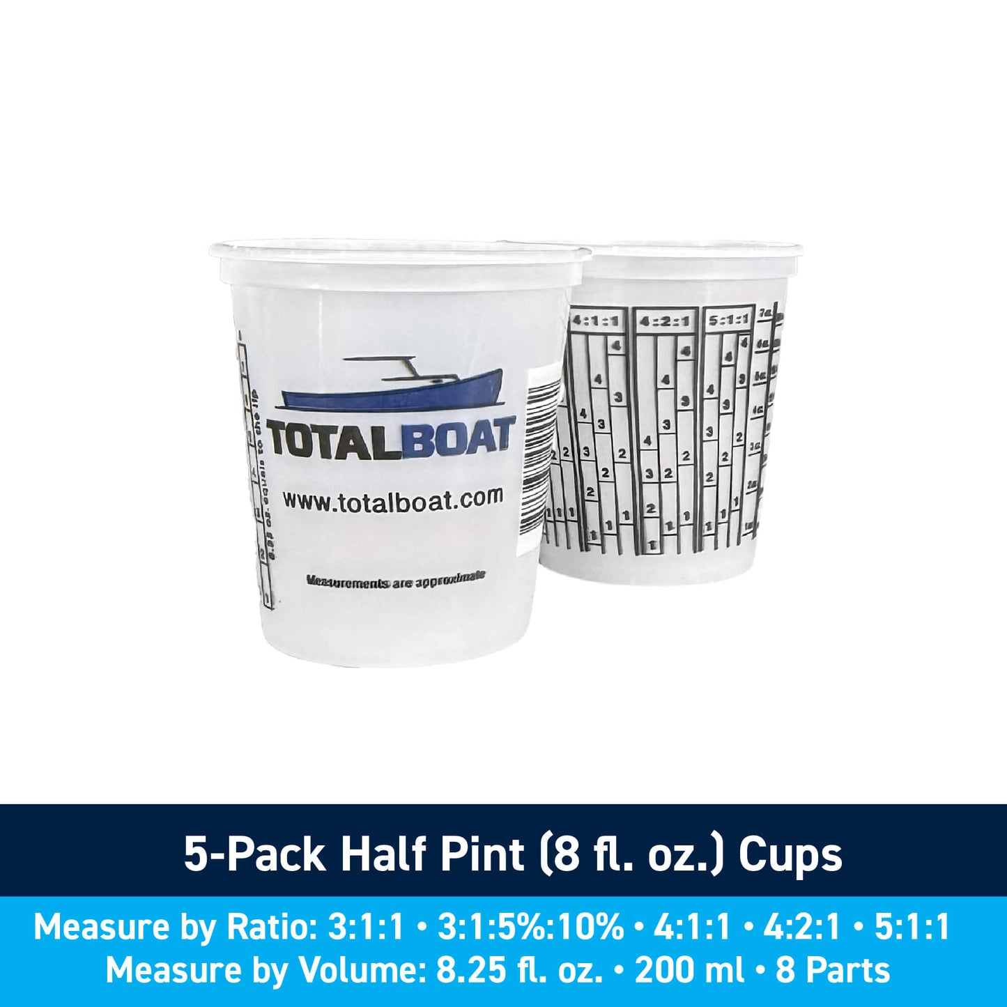 Plastic Paint Pails and Epoxy Mixing Cups: 5-Pack Half Pint (8 fl. oz.) Cups