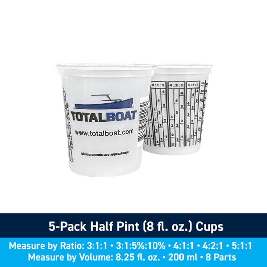 Plastic Paint Pails and Epoxy Mixing Cups: 5-Pack Half Pint (8 fl. oz.) Cups
