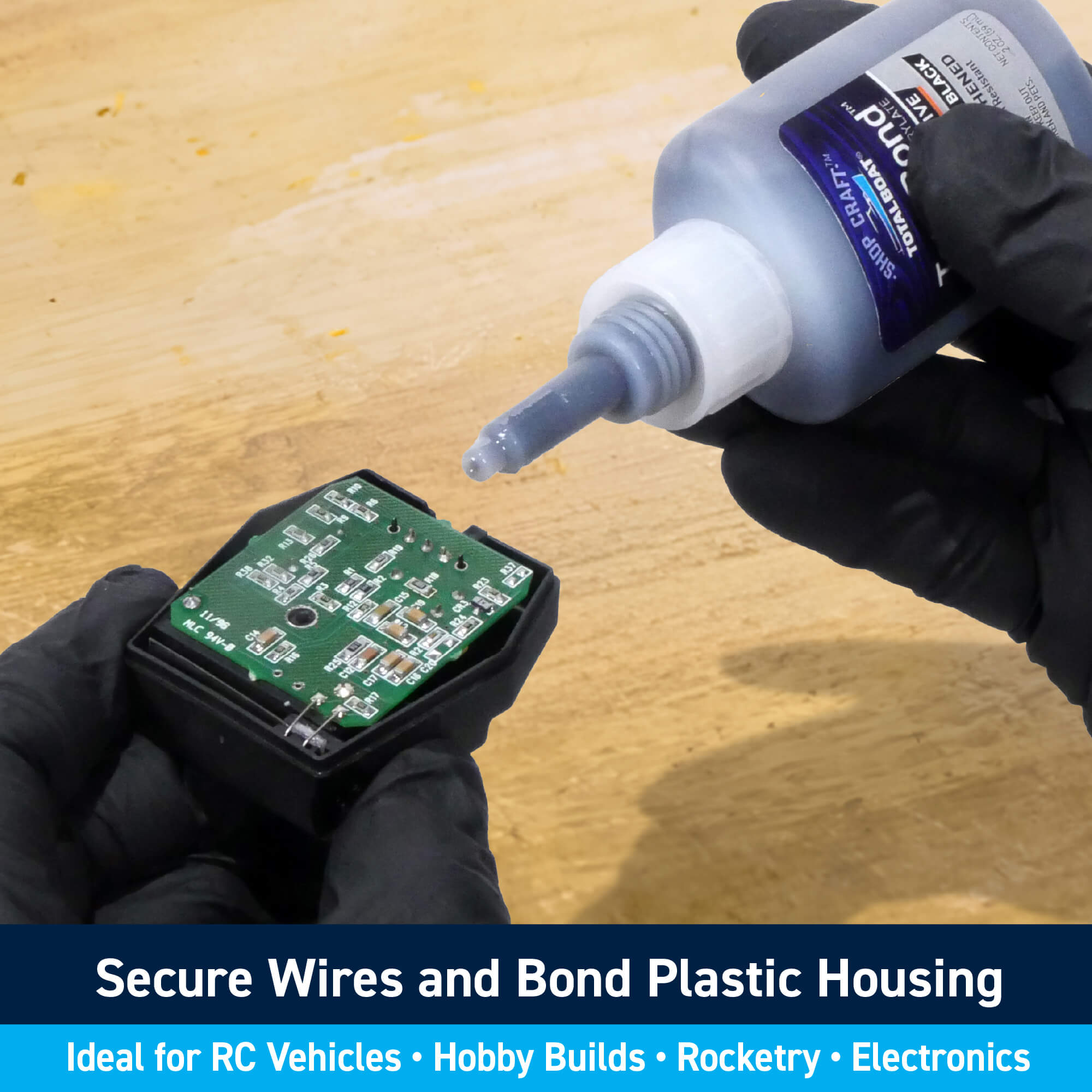 TotalBoat TotalBond Black CA Glue: Secure Wires and Bond Plastic Housing