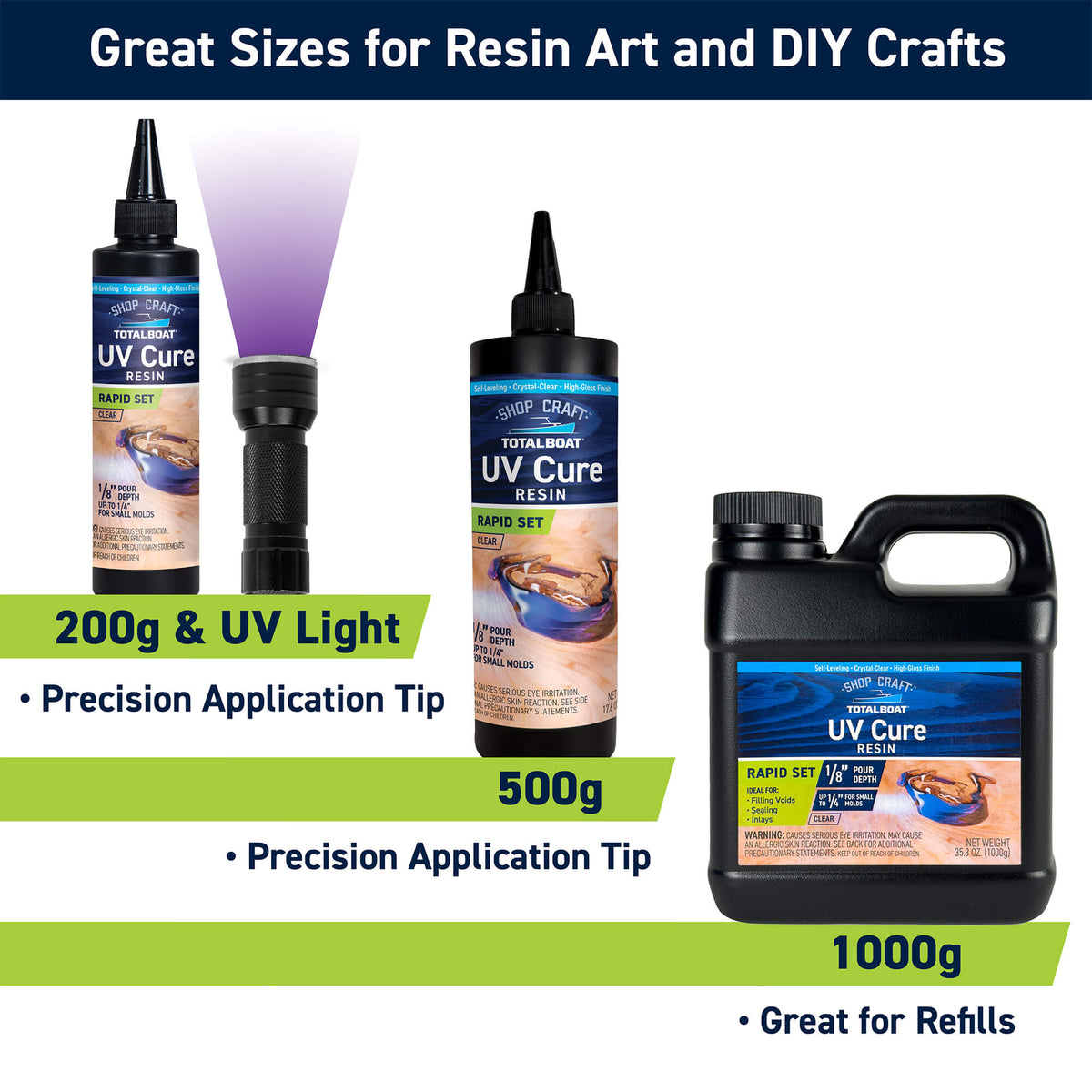 TotalBoat UV Cure Clear Clear Resin: Great Sizes for Resin Art and DIY Crafts