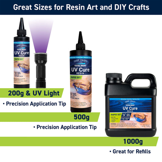 TotalBoat UV Cure Clear Clear Resin: Great Sizes for Resin Art and DIY Crafts