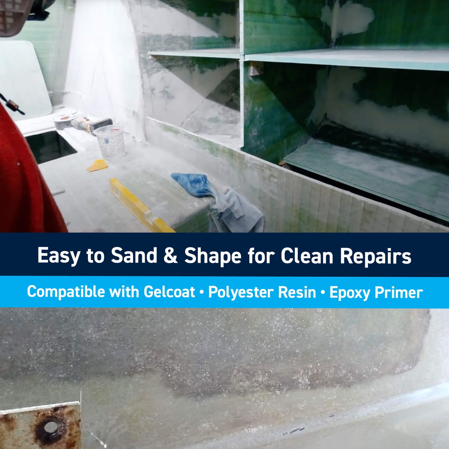 TotalBoat Polyester Structural Repair Putty: Easy to Sand & Shape for Clean Repairs