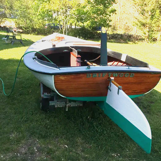 JD Select Water-Based Bottom Paint green on a boat