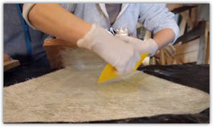 Applying polyester to composite material