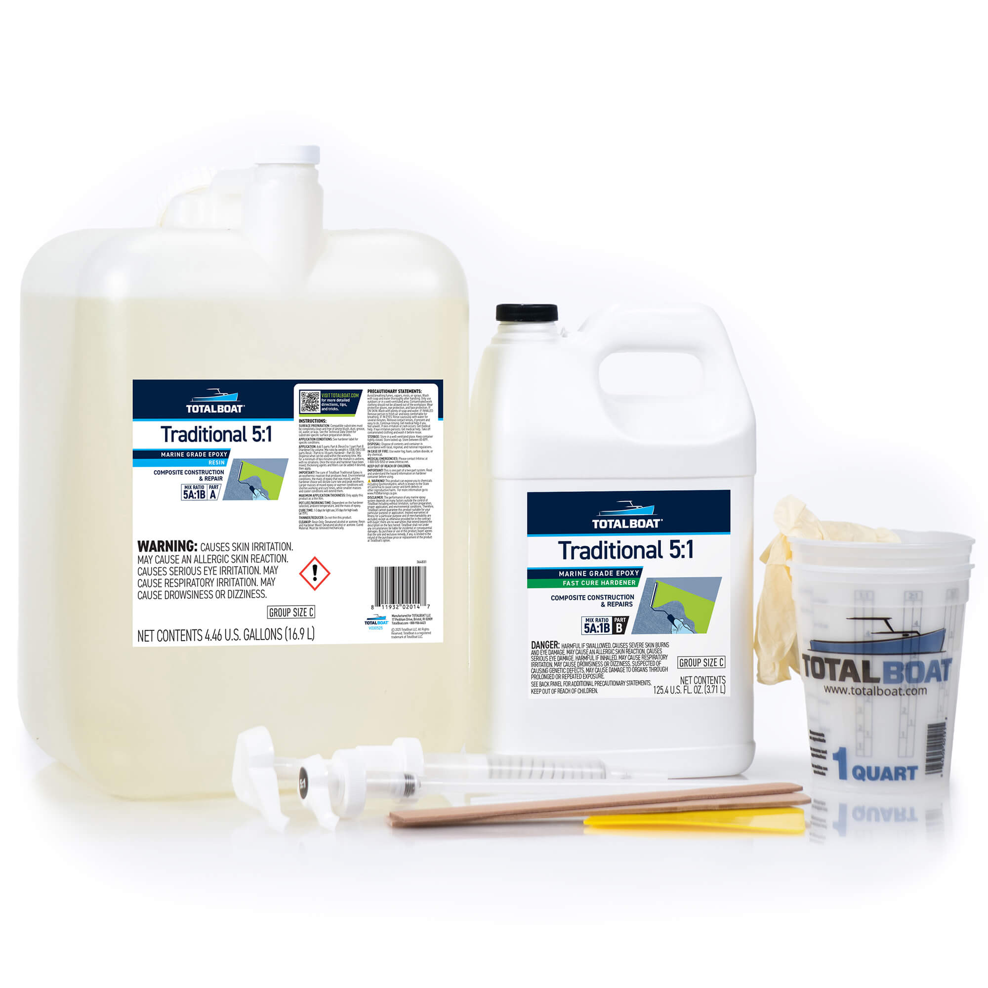 TotalBoat 5:1 Traditional Epoxy Resin 4.5 Gallon Kit with Fast Hardener