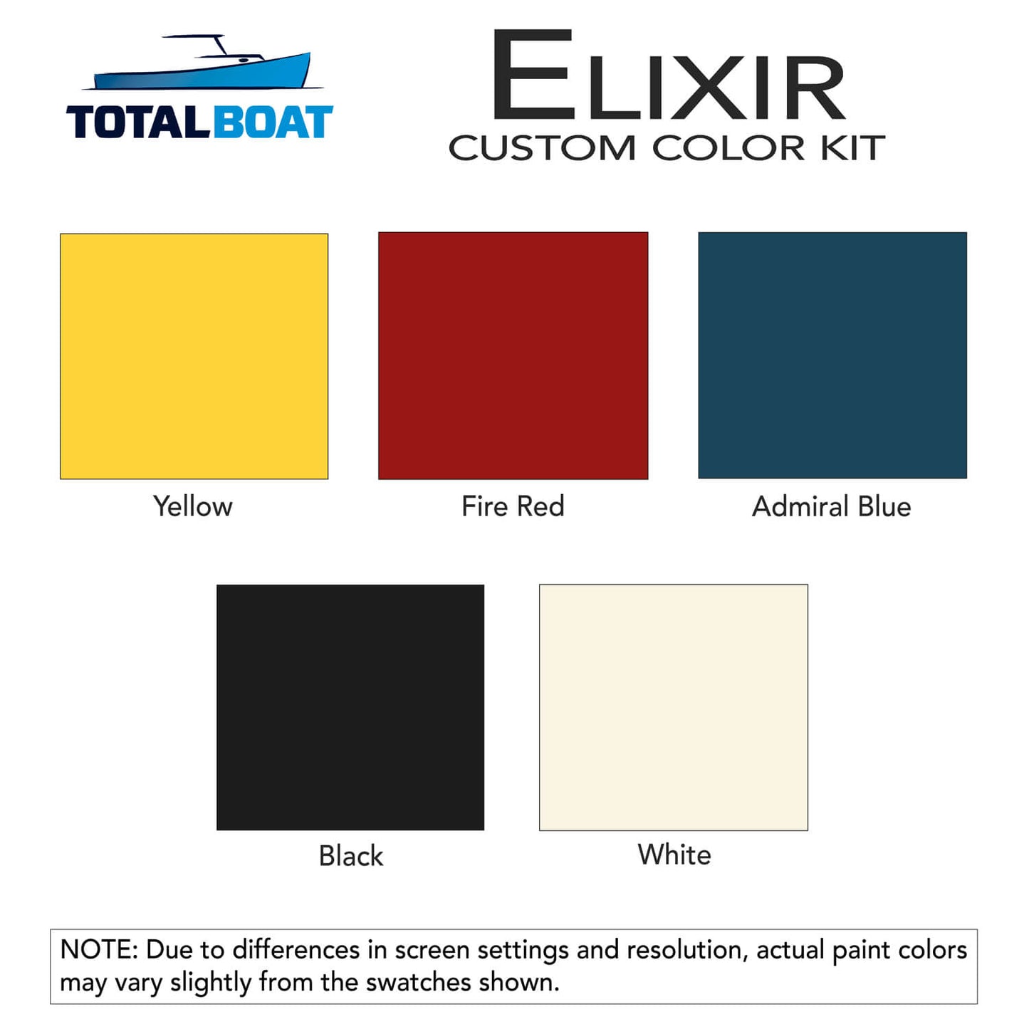 TotalBoat Elixir Custom Color Kit Color Chart