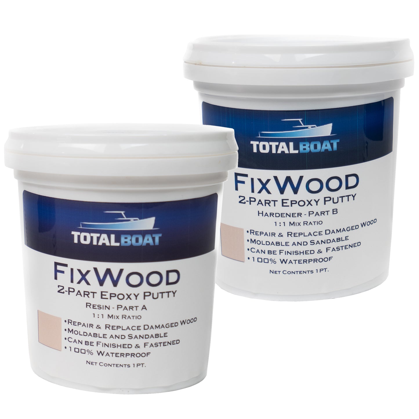 TotalBoat FixWood Wood Repair Epoxy Putty 2 Pint Kit
