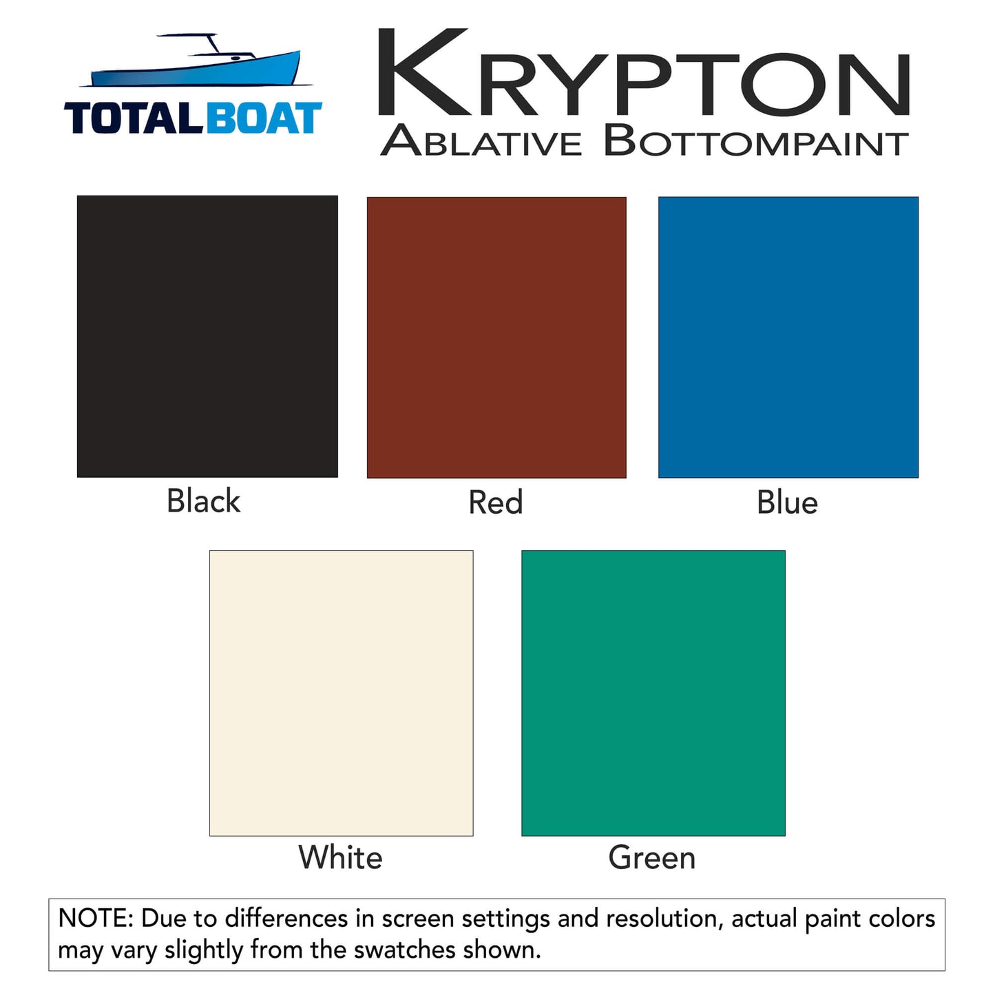 TotalBoat Krypton Copper-Free Antifouling Bottom Paint Color Chart