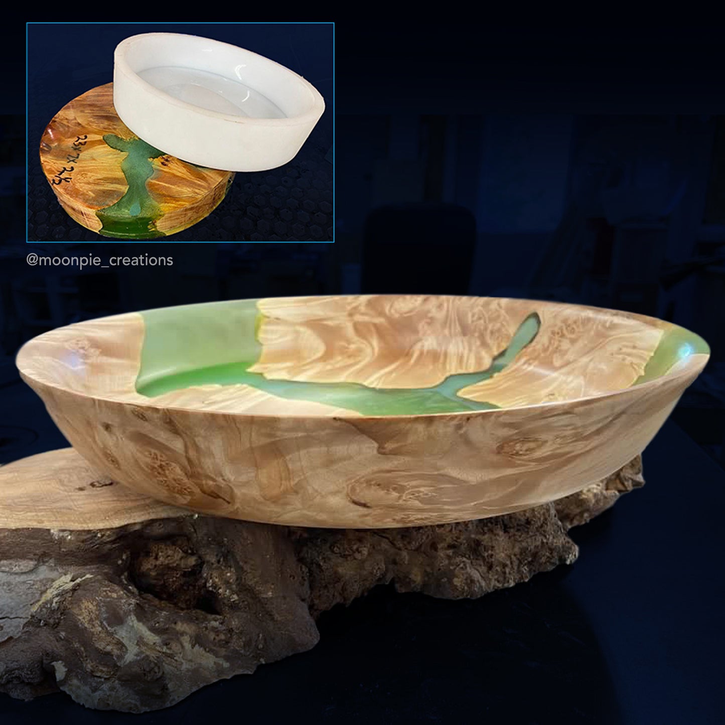 TotalBoat Large Silicone Circle Mold -- finished epoxy and wood bowl by @moonpie_creations
