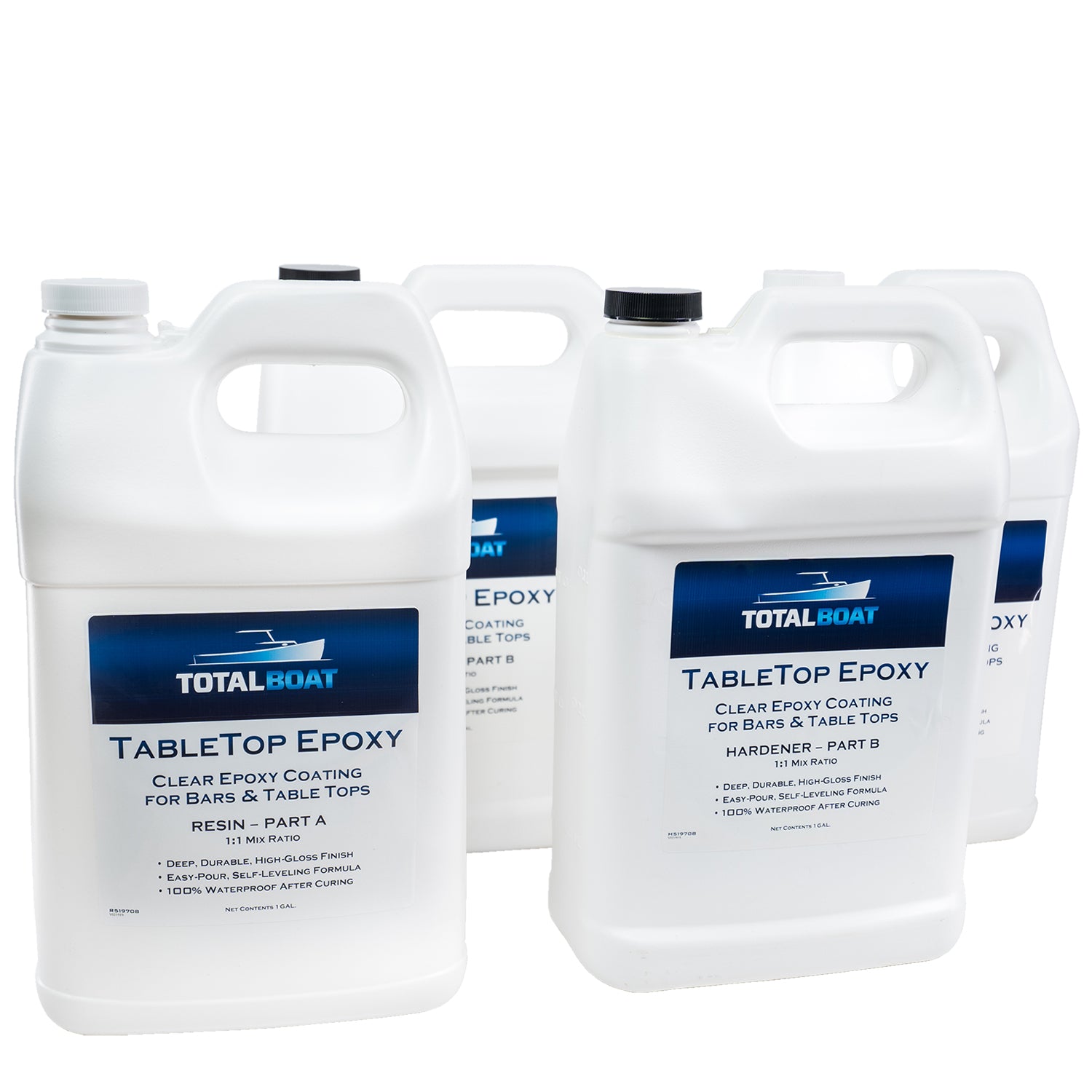 TotalBoat Tabletop Epoxy Crystal Clear Resin 2 Quart Kit for Bars & Tables