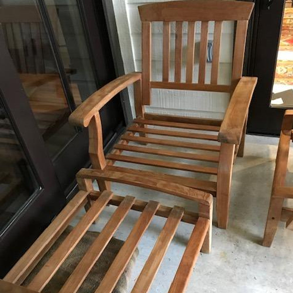 TotalBoat Teak Oil used on a porch chair and ottoman
