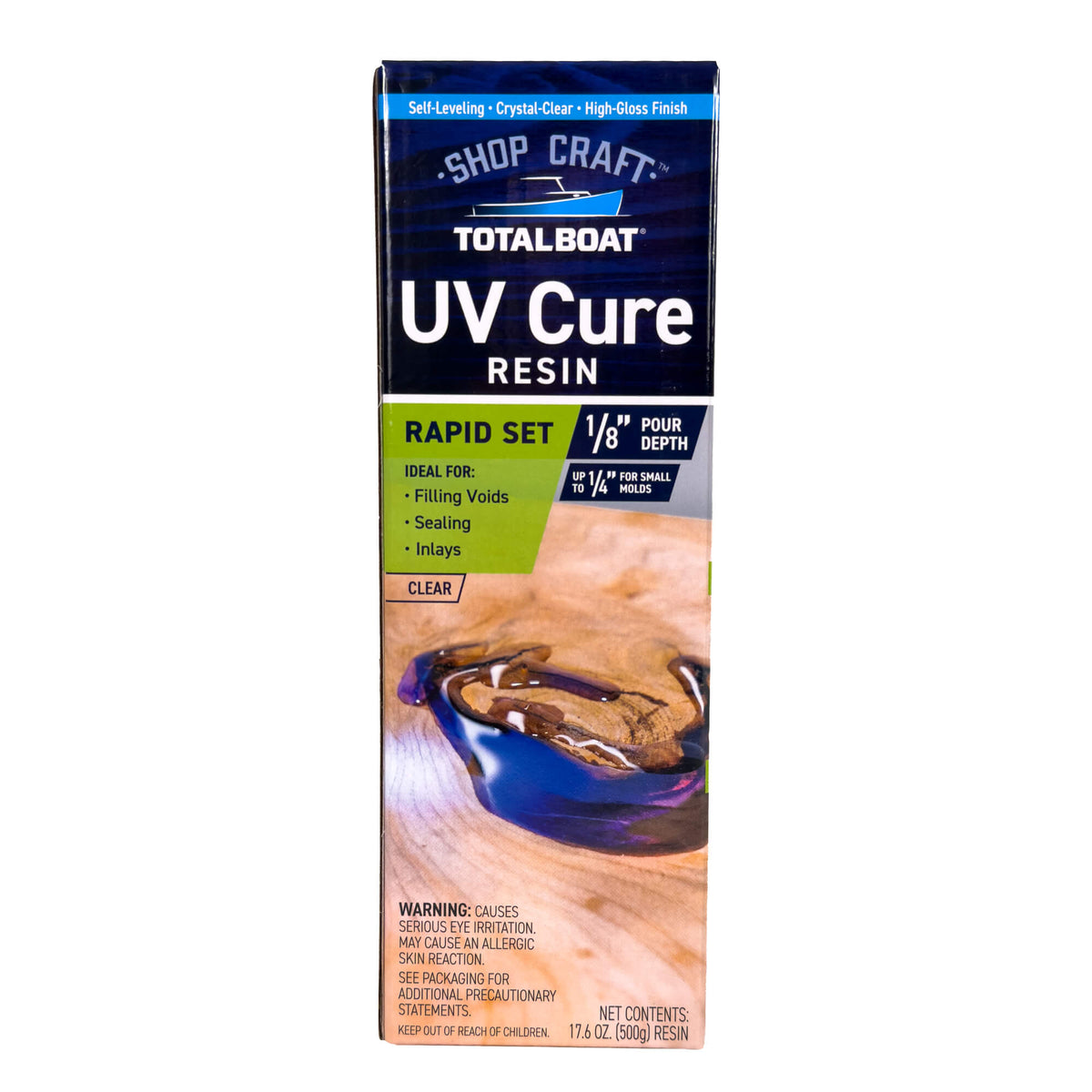 TotalBoat UV Cure Clear Resin 500g package