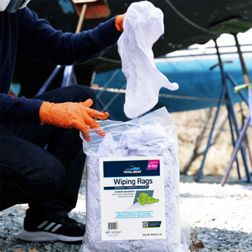 TotalBoat Wiping Rag being removed from the bag