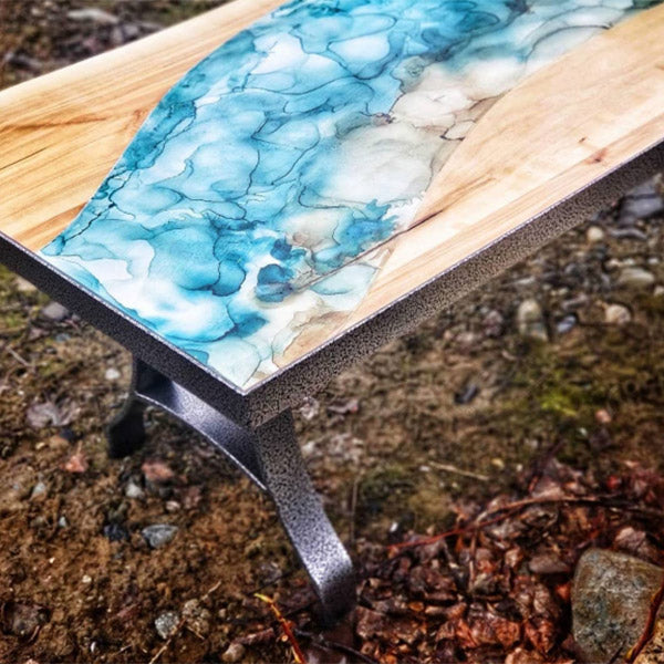 MakerPoxy Crystal Clear Artist’s Resin by Jess Crow bubbly epoxy table top