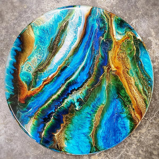 MakerPoxy Crystal Clear Artist’s Resin by Jess Crow pigmented epoxy disc artwork