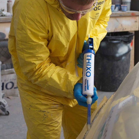 Thixo 2:1 Epoxy Adhesive System being applied to a boat