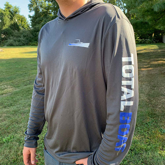 TotalBoat Hooded Long Sleeve Logo Pullover front