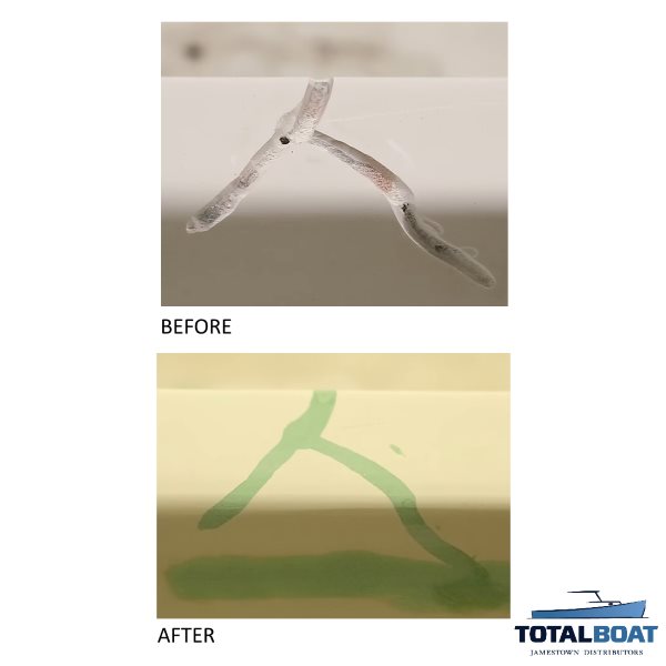 TotalBoat TotalFair Epoxy Fairing Compound before and after