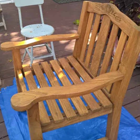 TotalBoat Danish Teak Sealer on an outdoor bench