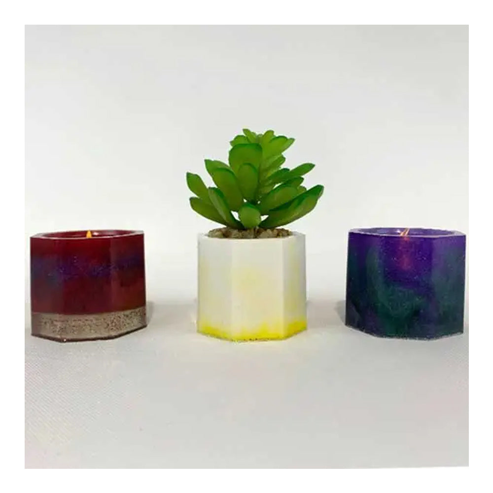 TotalBoat Epoxy Tea Light Holder & Mini Planter Kit finished planter and candle holders