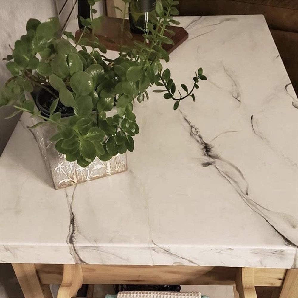 Epoxy White Marble Effect Countertop Kit closeup of finished top