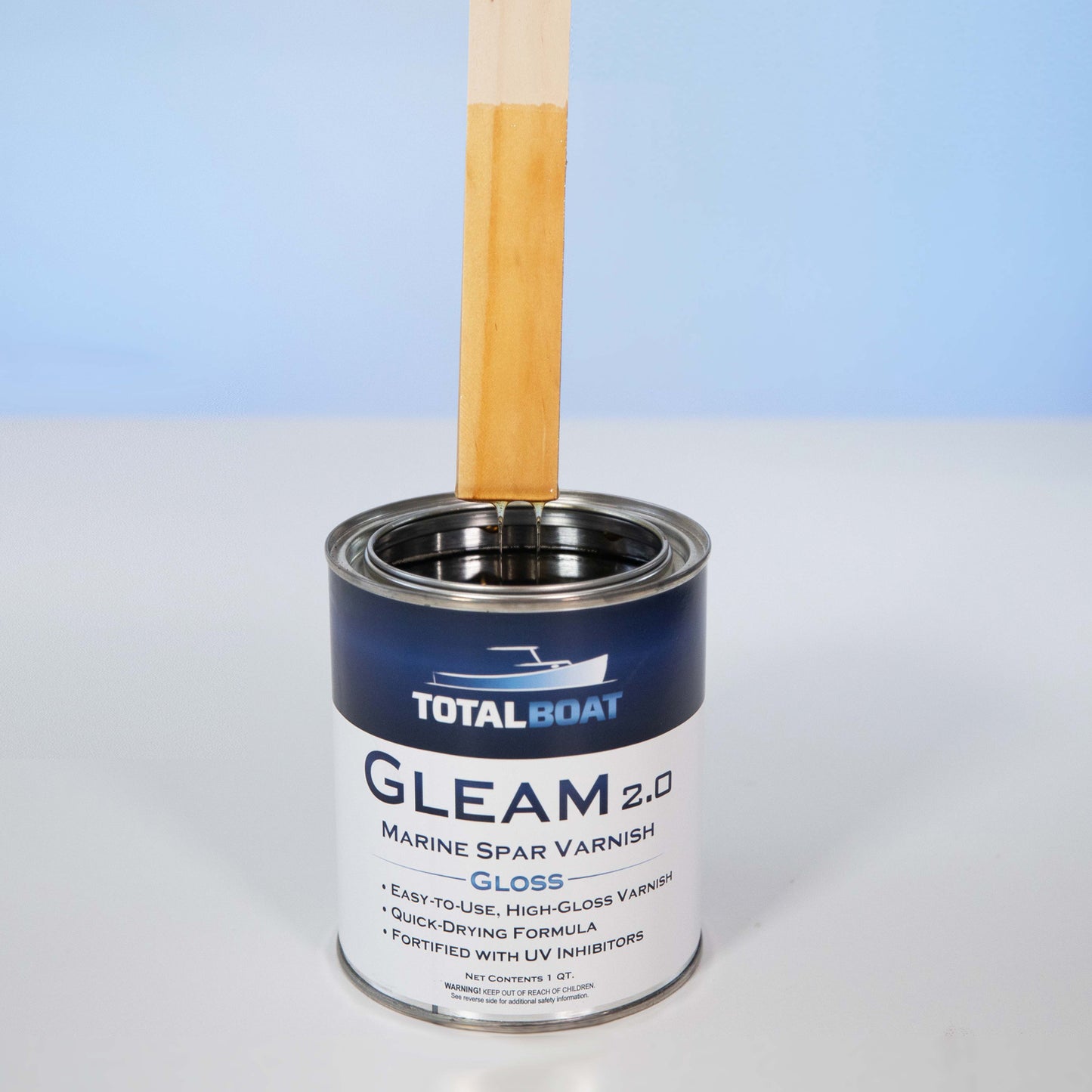 TotalBoat Gleam 2.0 Marine Spar Varnish being stirred