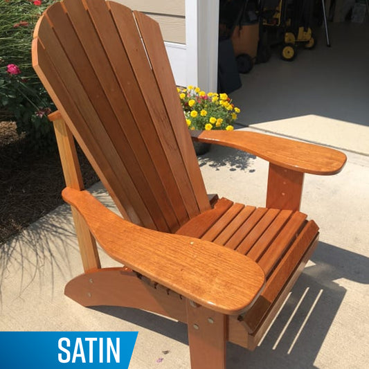 TotalBoat Gleam 2.0 Marine Spar Varnish Satin on an adirondack chair