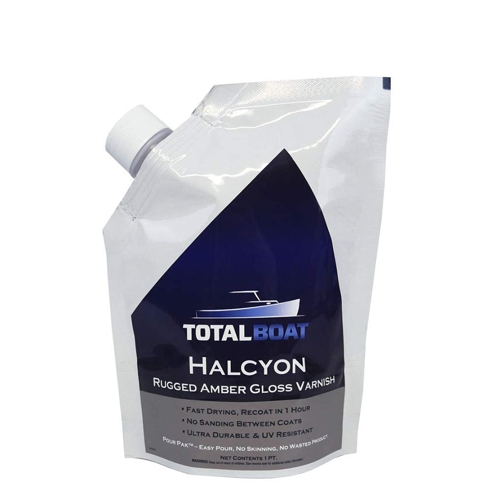 TotalBoat Halcyon Water-Based Marine Varnish Amber Gloss Pint