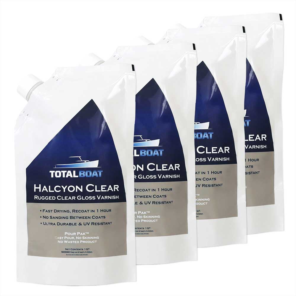 TotalBoat Halcyon Water-Based Marine Varnish Clear Gloss 4 Quart