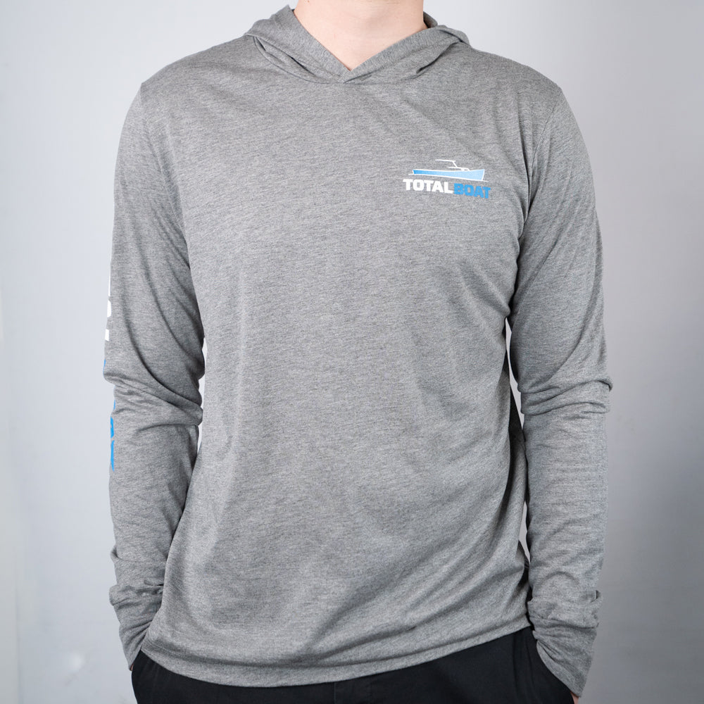 Men’s Long Sleeve T-Shirt Hoodie - Gray Frost Front