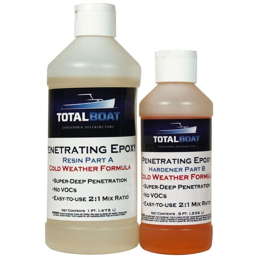 TotalBoat - 492063 Clear Penetrating Epoxy Wood Sealer Stabilizer for Rot Repair and Restoration (Pint, Cold Weather)