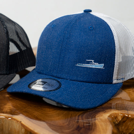 TotalBoat Snapback Trucker Hats Heather Navy/Navy Cap W-Small Logo