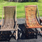 TotalBoat 2-Part Teak Wood Cleaner and Brightening System before and after on outdoor chairs